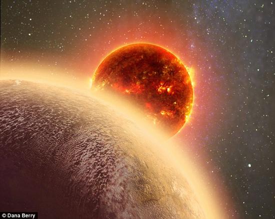 天文学家在距离太阳系约39光年的地方发现了一颗体积与地球相似的岩石行星。图中是这颗行星的艺术想象图。据介绍,这颗名为GJ1132b的行星可能具有与地球类似的引力,但温度比地球高得多,可能超过了136摄氏度,足以烘烤饼干。