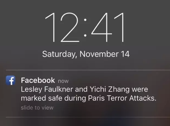 Facebook给用户推送的安全确认信息