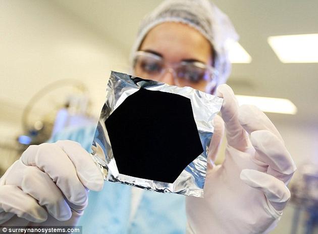 Vantablack的纳米结构能够吸收几乎所有入射光，从而让精密的光学仪器得以发挥最佳性能。据这家公司称，这种材料能够吸收99.956%的入射光。