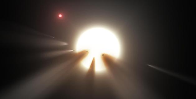 假想图，围绕一颗遥远恒星运行的大量彗星碎块
