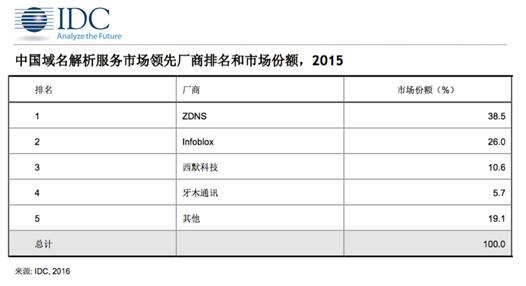 IDC:中国域名解析服务市场愈加倾向本地化服务