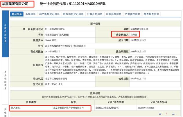 华赢集团有限公司工商公示信息