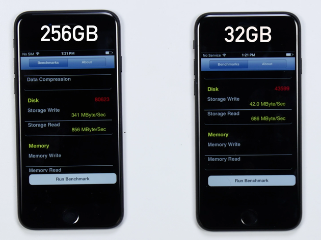 测试结果：32GB和256GB的iPhone 7大不同