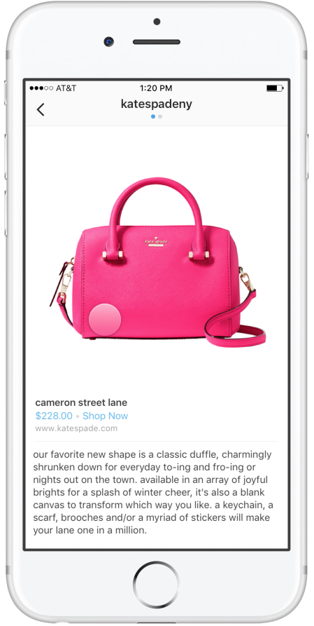 Instagram增加应用内购物功能 点击照片内的产品就买买买