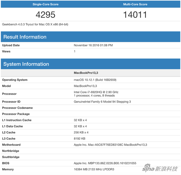 使用GeekBench的跑分结果