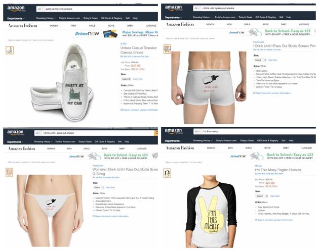 亚马逊网站上仿冒婴儿服装品牌Fayebeline设计的商品
