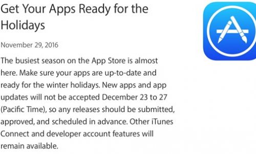 苹果提醒开发者App Store审核将于12月23日至27日暂停