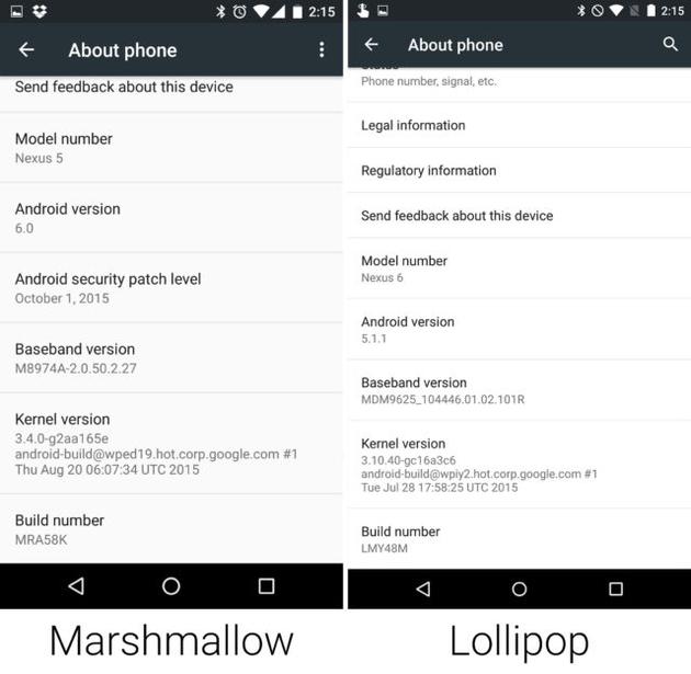 Android 5.0“棒棒糖”系统和Android 6.0“棉花糖”系统