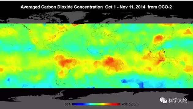 中国碳卫星究竟有多牛?干货全在这儿了 2015年12月22日,NASA公布的首张全球CO2分布图,其中中低纬度部分地区的大气CO2浓度突破了400ppm