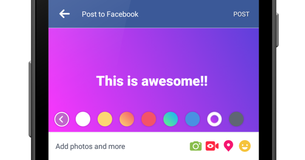 Facebook推新功能 支持添加彩色背景