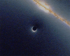 引力透镜效应模拟图。图片来源:BlackHole_Lensing