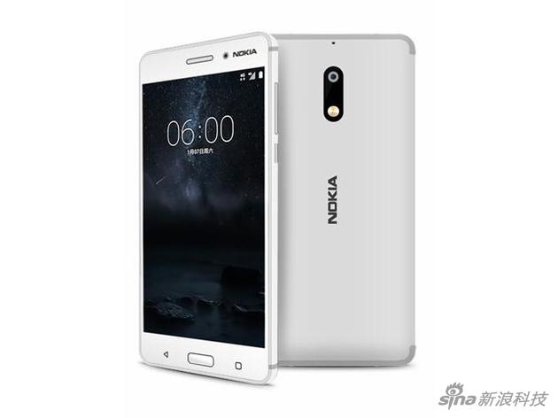 诺基亚6白色渲染图