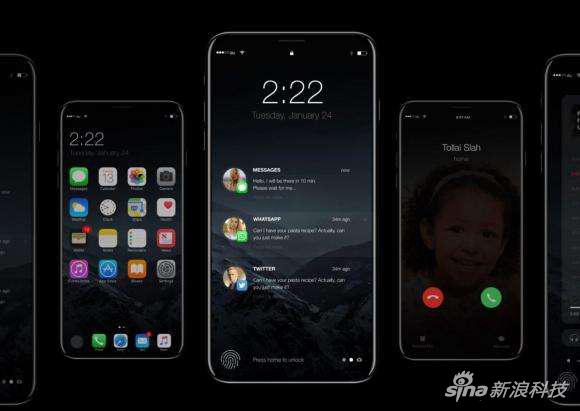 iPhone 8概念图，隐藏的Home键