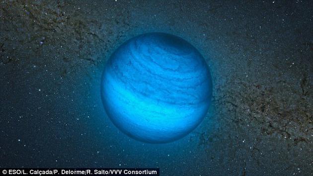 流浪星球:100光年外的流浪星球或是褐矮星 艺术想象图:红外波段观察到的CFBDSIR J214947.2-040308.9,可能这是一颗褐矮星,而非之前设想中的流浪行星