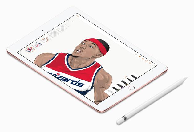 苹果展示了用iPad Pro绘制的NBA球星画像|苹