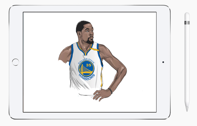 苹果展示了用ipad pro绘制的nba球星画像