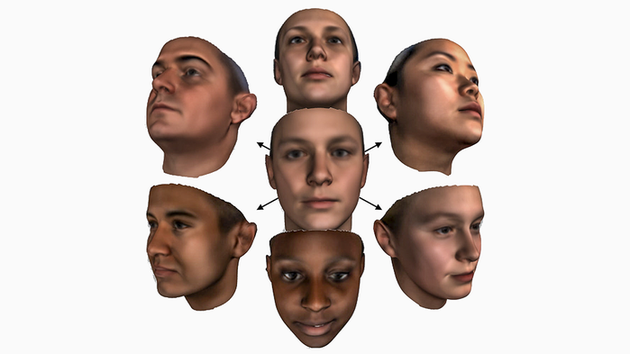 图为最新3D变形模型随机生成的几张人脸。