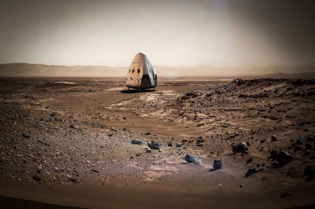 红龙号太空船登陆火星的概念图
