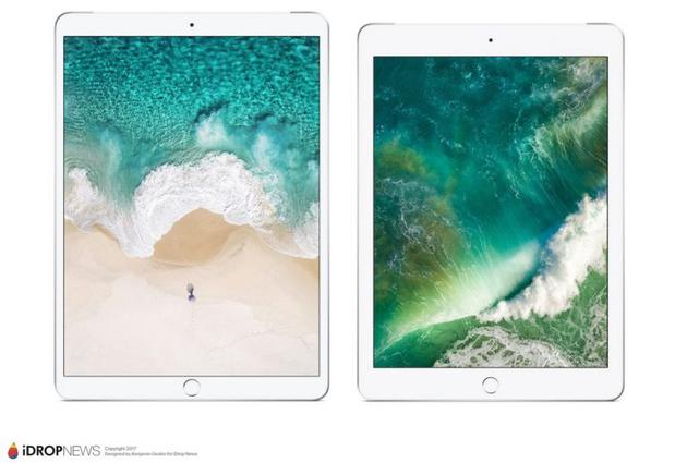 10.5 寸新机（左，假想）与 9.7 寸 iPad Pro（图自：macrumors）