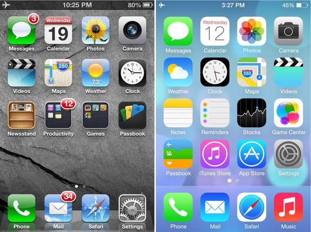 原iOS系统总负责人:拟物化是个非常不自然的概念 iOS“拟物化”和“扁平化”对比