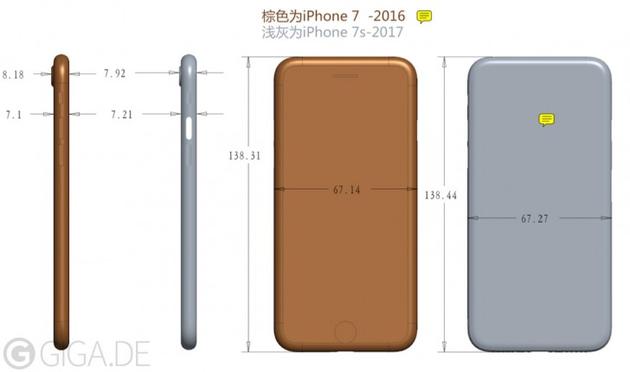 iPhone 7s尺寸泄露