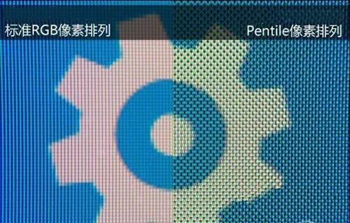 ▲Pentile相比RGB排列在显示齿轮边缘时过渡不明晰（图片来源网络）