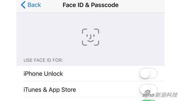 Face ID设置界面