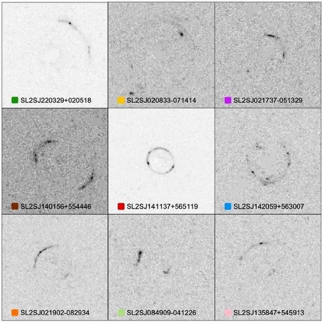 哈勃太空望远镜拍摄到星系在一个叫做引力透镜的过程中“弯曲”周围密集背景物体,研究人员利用这些图像测试神经网络的性能,从而理解引力透镜的特征。