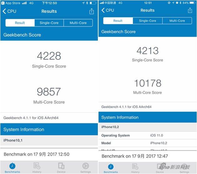 iPhone 8和8 Plus跑分对比