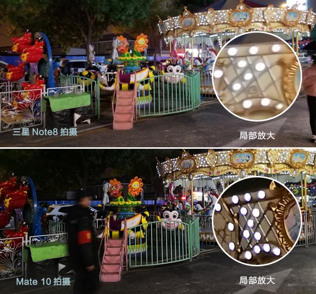 夜景部分华为Mate 10的整体优势更大