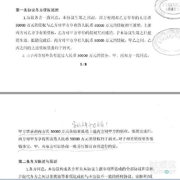 富融永泰承担3亿元债务的协议