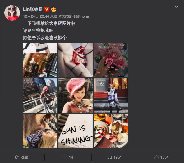 一位头部网红的微博,通过微博,她们可以提前测款