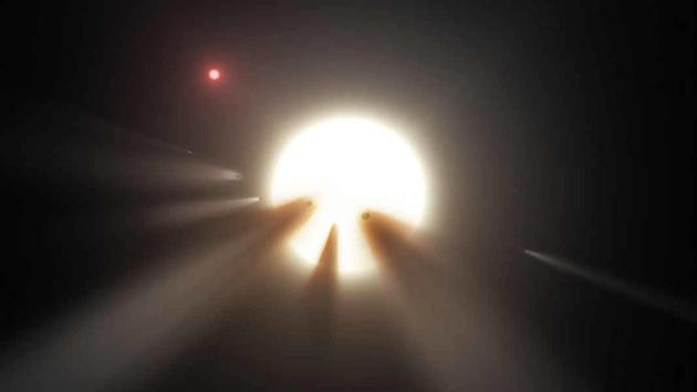 艺术家描绘的是彗星残骸散布在恒星轨道，科学家曾认为彗星残骸是解释KIC 8462852恒星光线变暗的原因。