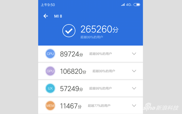 小米8安兔兔跑分