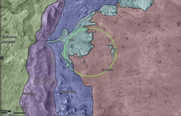 美国国家航空航天局的“毅力号”火星探测器将登陆火星的杰泽罗陨石坑。数十亿年前，这个陨石刚刚形成，里面充满了水——这个“湖”和地球上北美的太浩湖差不多大。随着火星气候的变化，杰泽罗湖最终干涸。