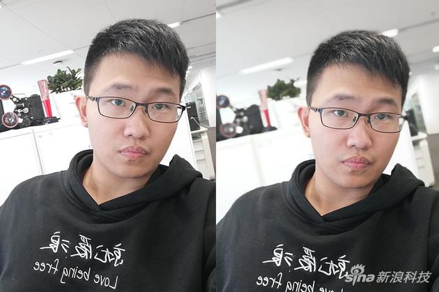 3e看看:HUAWEI nova 3e评测:在“刘海屏”的浪潮里寻找不同 前置镜头的背景虚化(右)+适当的美颜,由于完全采用算法虚化,头发轮廓虚化较为明显