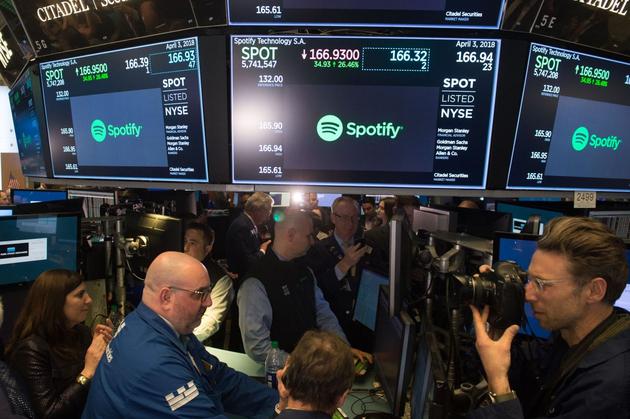 Spotify上市首日股价下跌10% 市值265亿美元
