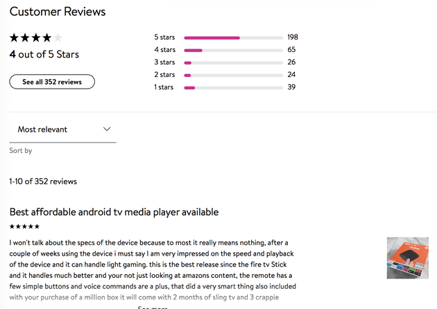 小米盒子的沃尔玛用户评价