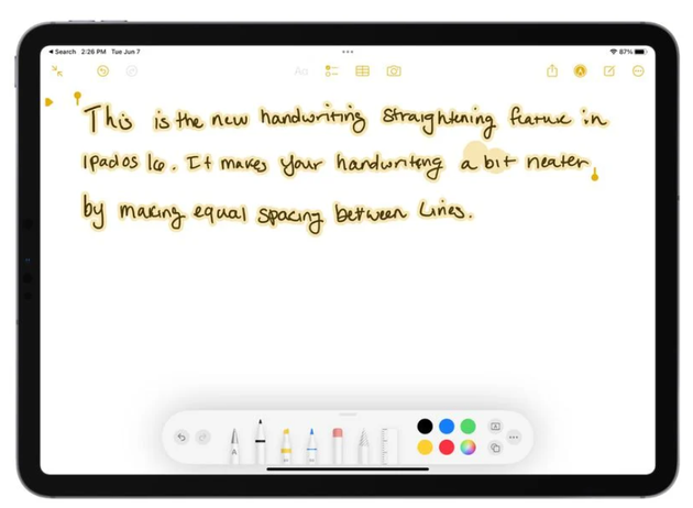 苹果iPadOS 16新增手写矫正功能，让书写更加整洁
