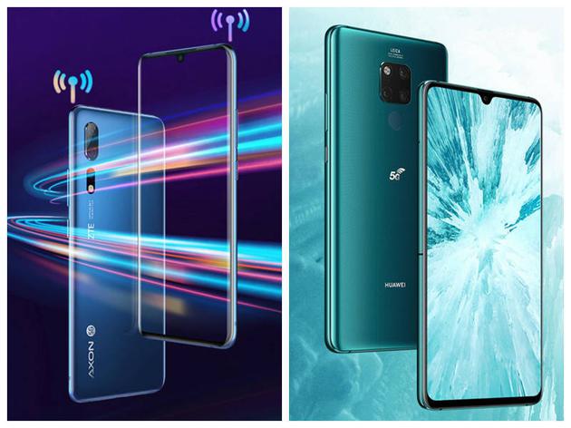 中兴天机Axon 10 Pro 5G(左) 华为Mate20 X (5G)(右)
