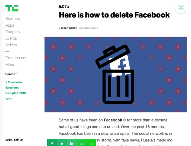 《TechCrunch》：如何删除你的Facebook