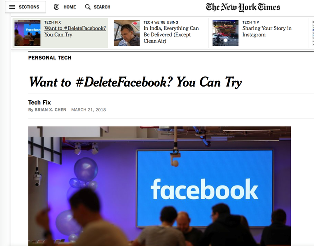 《纽约时报》：试试删除Facebook