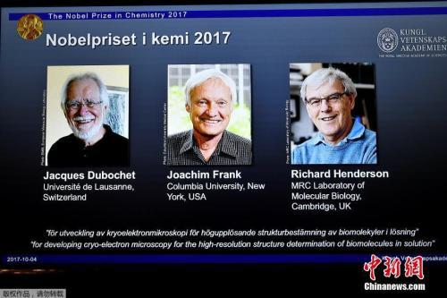 2017年诺贝尔化学奖公布。