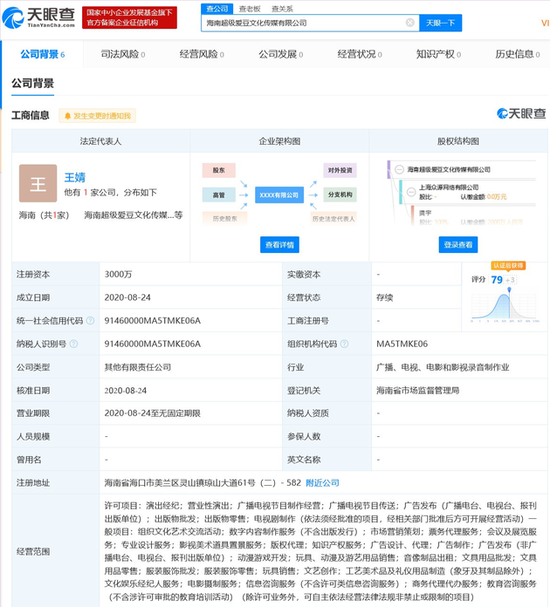 爱奇艺成立海南超级爱豆文化传媒公司 注资3000万元
