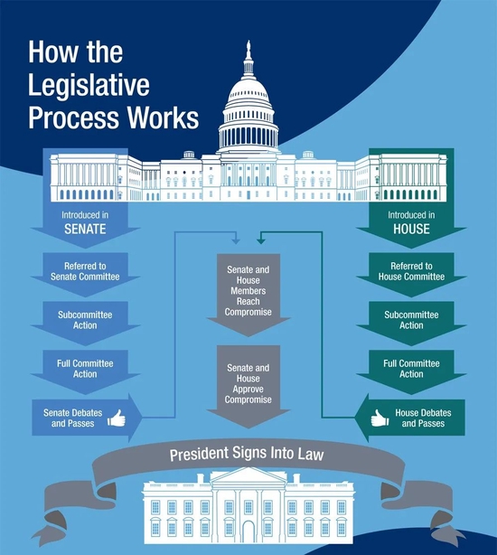 美国的联邦立法流程  　资料来源：Friends Committee on National Legislation