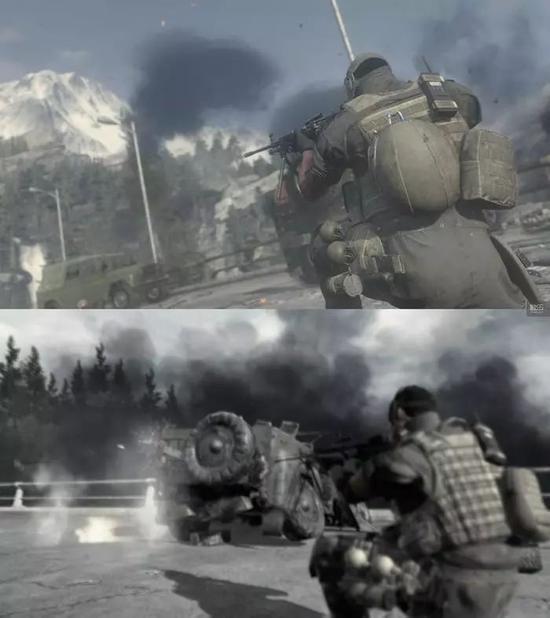 《使命召唤4》与《使命召唤4：重制版》画面对比，区别也非常之大