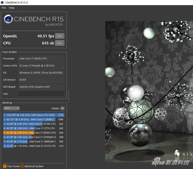 Cinbench R15得分