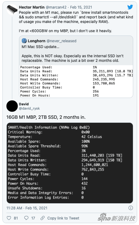 一些国外用户报告的SSD状态