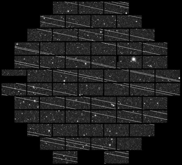 图7：智利Cerro Tololo Inter-American Observatory（CTIO）拍摄到的第二批星链卫星。来源：NSF's National Optical-Infrared Astronomy Research Laboratory/CTIO/AURA/DELVE