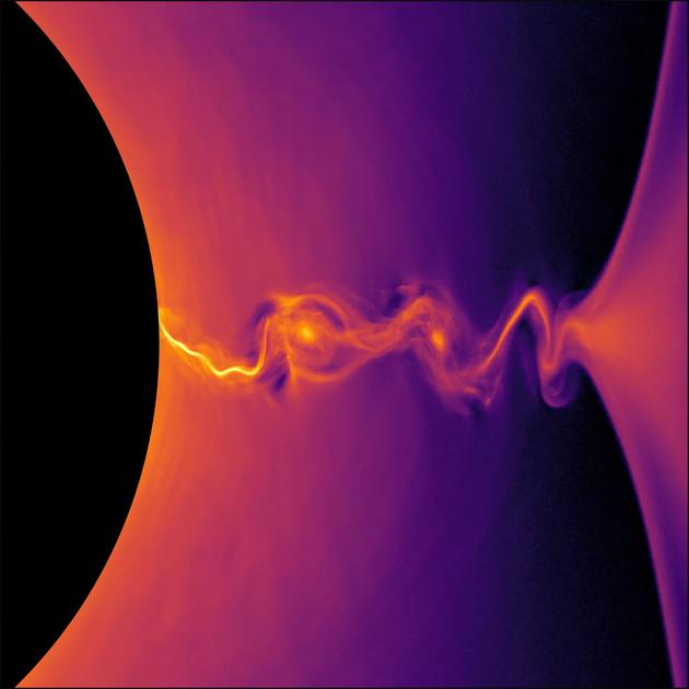 超级计算机可视化模拟了正电子在旋转黑洞附近的行为特征